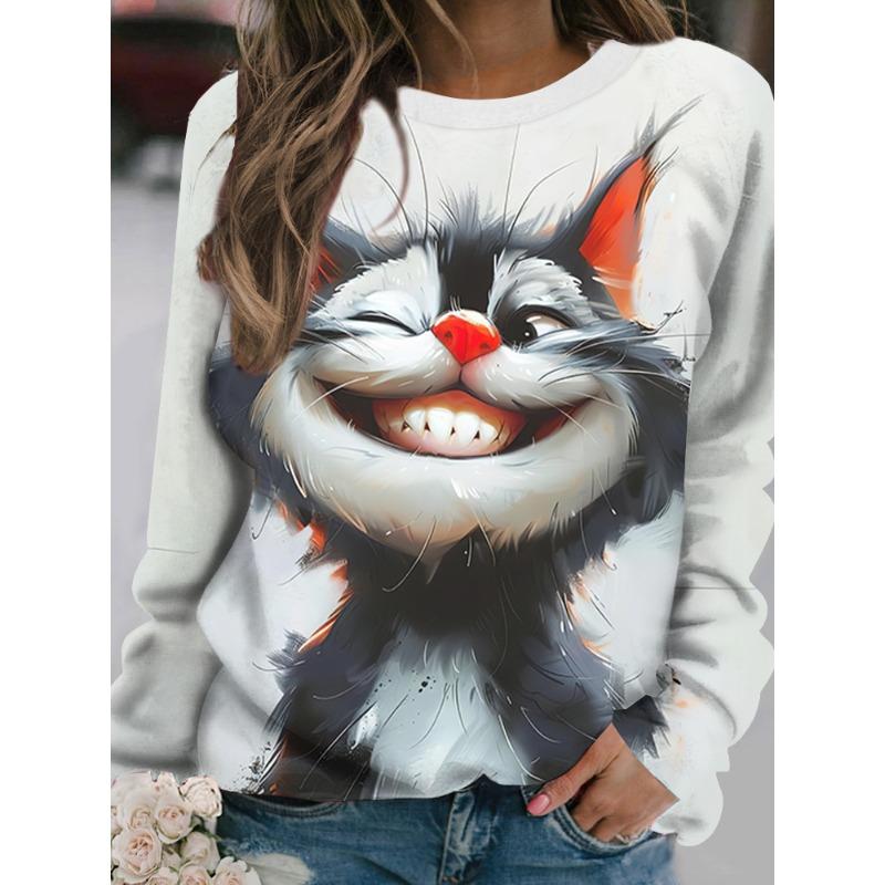 

Женская футболка с длинным рукавом для осени, уличная, повседневная, топ с длинным рукавом, мультяшный забавный принт с кроликом, оверсайз, женская одежда 8XL