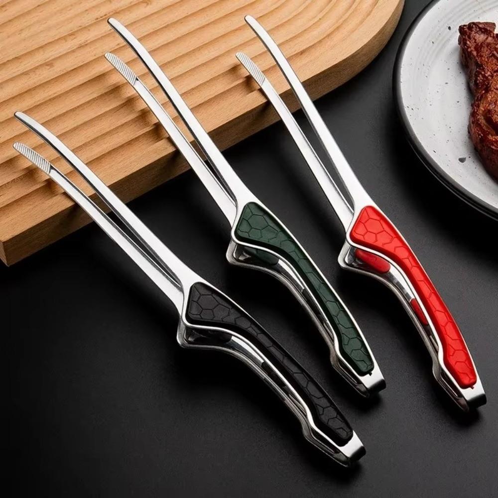 Antihaftbeschichtete Edelstahl-Grillzange Hitzeschutz Anti-Rutsch Food-Zange Anti-Rutsch-Griff Servierzange zum Kochen