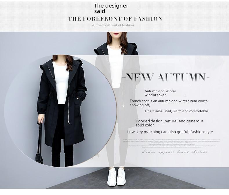 Geacă de vânt groasă de pluș cu glugă pentru femei: Mediu/Lung, Croială Largă & Slim, Stil Coreean, Mărime Mare, Iarna 2025