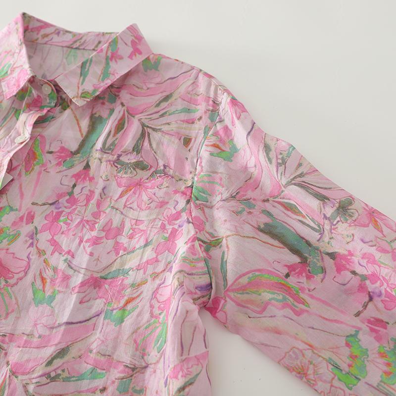 DIMANAF 2025 New Plus Size Women Tops Shirts Tees Casual Loose Blouse Print  Floral Autumn Cotton Long Sleeve