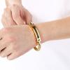 Stainless Steel Cable Wire Bracelet for Men Gold Color Magnetic Clasp Jewelry Trendy Black Accent Wristband Accessory for Gifts