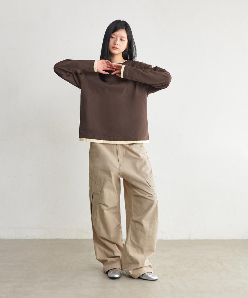 GLW [Unisex] Double Layered Long Sleeve Tee Brown
