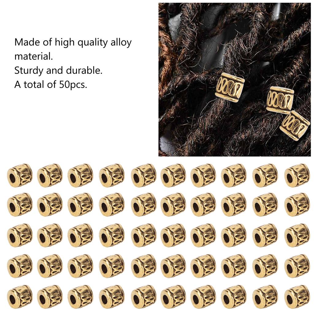 50 szt. Koraliki do zaplatania włosów ze stopu ozdoba do brody dredy pierścionki bransoletka naszyjnik akcesoria do wyrobu złota