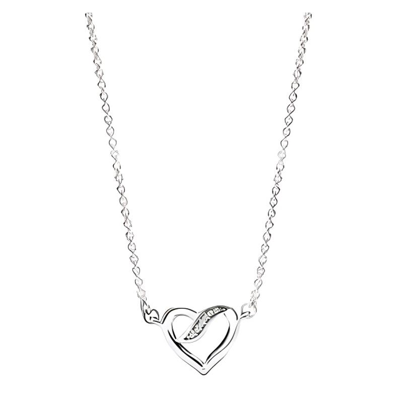 Pandora Heart edge design necklace women s silver 590535CZ