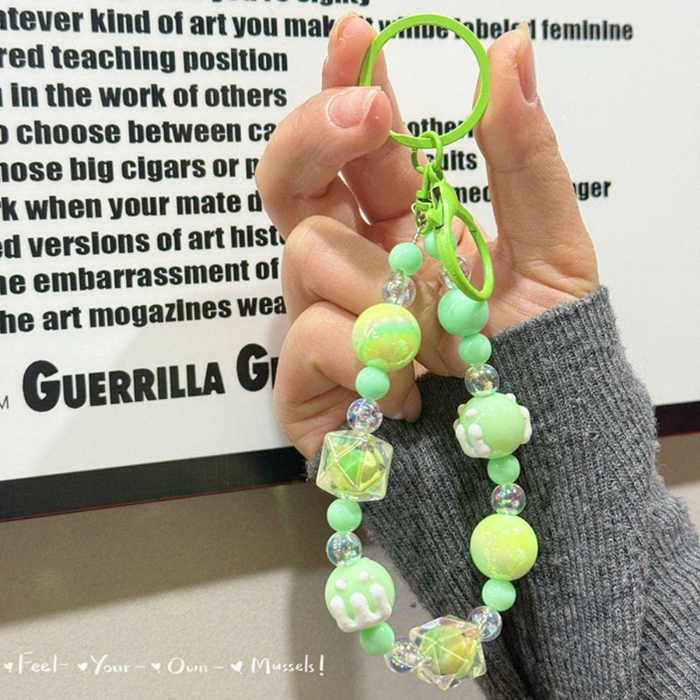 Candy Color Painted Beads Phone Chain Stylish Glitter Anti-lost Wrist Strap Bag Decoration  Gift