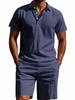 Men's European Summer Linen Polo Shirt and Shorts Set - Breathable, Casual, Loose Fit