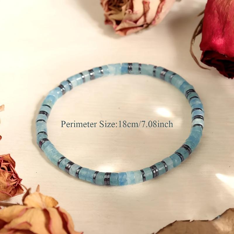Fashion Natural Aquamarine Bracelet - Elegant Minimalist Blue Gemstone, Perfect for Daily Casual Korean Style Outfits