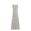 Fashion Style Fall and Winter New Arrival Women's Clothing Elegant Beads Decoration Intimates Mid Length Long Length Dress 9204110 808
