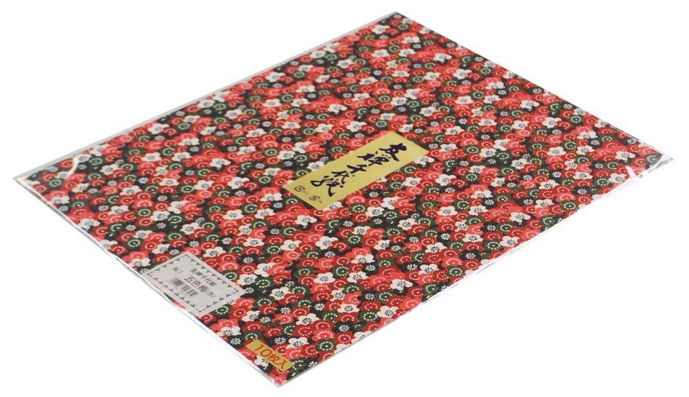 Ehime Paper Washi Yuzen Chiyogami Plum Blossom Small Size Red 10 Sheets Co., Ltd. Five-Colored YU-No.01