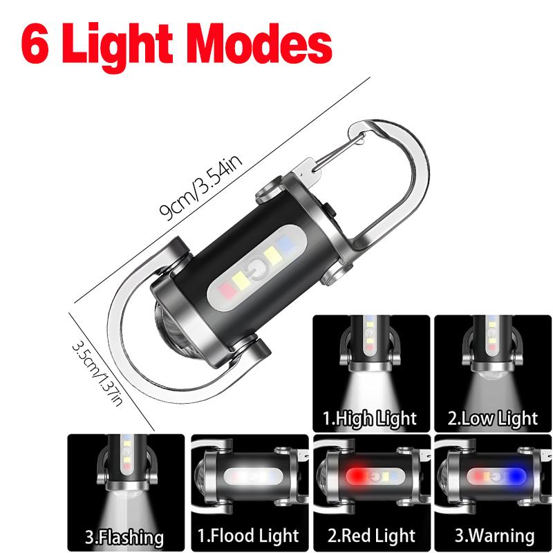 Rechargeable Keychain Flashlight,COB LED,Multi Light Modes,Type-C,Portable,Emergency, Camping,Side Light,High Brightness,Hook