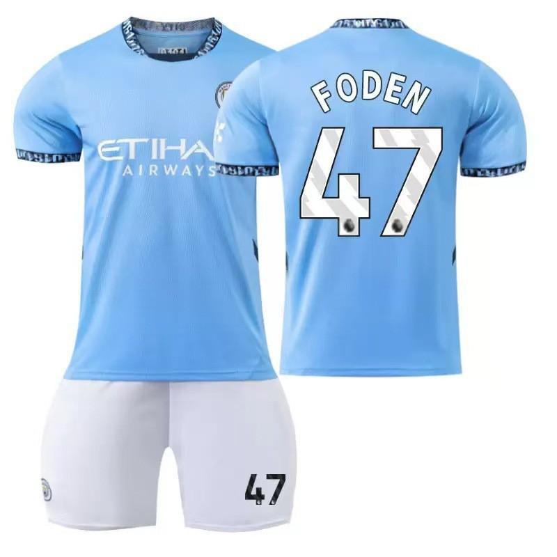 2425 Manchester City Jersey Home No. 9 Harland 17 De Braunet 10 Gralish Football Shirt Set