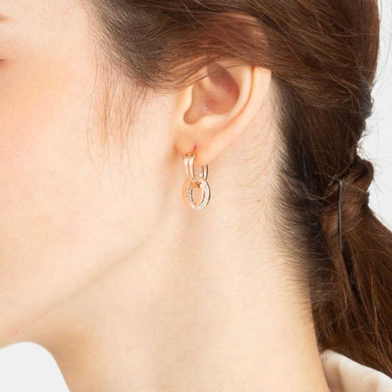 ELLE Jewelry 14K Two-Circle One-Touch Earrings (Gold Pin) ELGPEE305