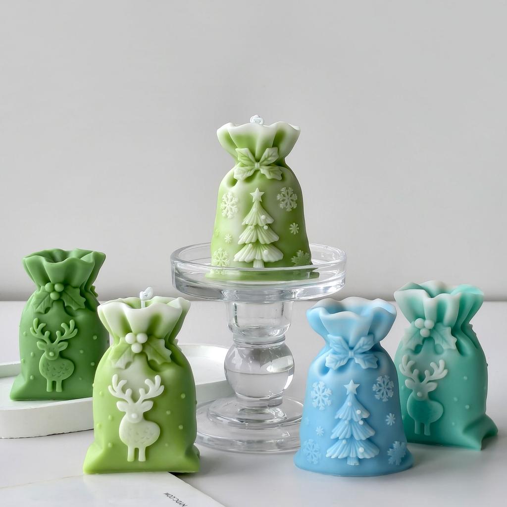 Weihnachts Kerzen Ornament Form Lebensmittelqualität 3D Silikon Kerzenform Feiertags-Geschenktütenform Realistisch zur Geschenkeherstellung Strumpffüller Party