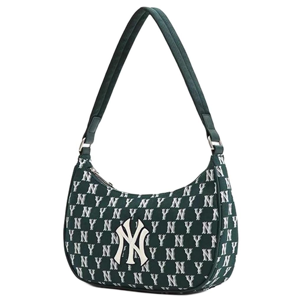New MLB Artificial Leather Hobo Bag Shoulder Bag Handbag Shoulder Bag Unisex Dark Green 3ABQS102N-50GND
