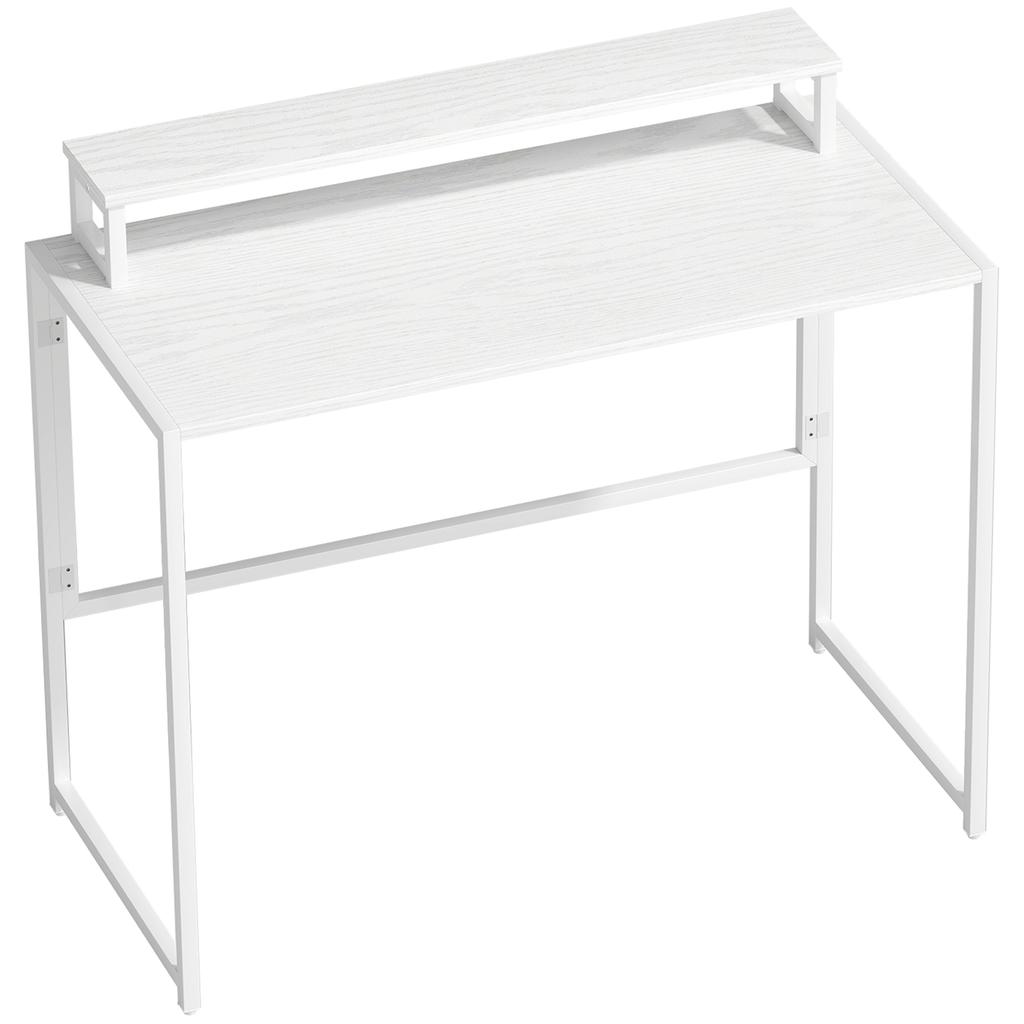 Folding Computer Desk with Monitor Stand, 100 x 48 x 87.5 cm, White