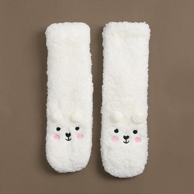 Teddybär Fleece Lange Schlafsocken (Weiß)