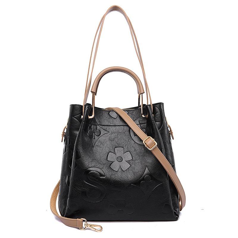 Handbag New Bag Women's High-end Sense Large-capacity Bucket Bag Fashion Embossed Child and Mother Tote Bag