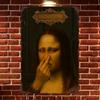 Funny Mona Lisa Hold Nose Bathroom Vintage Metal Sign Humorous Classic Art Parody Wall Plaque Restroom Toilet Home Wall Decor