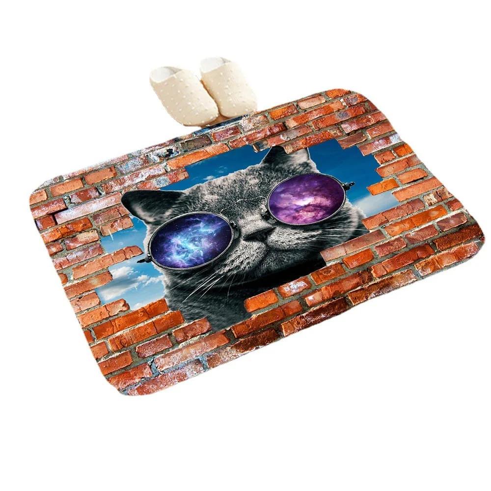 Cute Cat Dog  Pattern New Entrance Floor Mat Bathroom Absorbent Foot Door Mat Horror Skeleton Decoration Nonslip Area Foot Mats