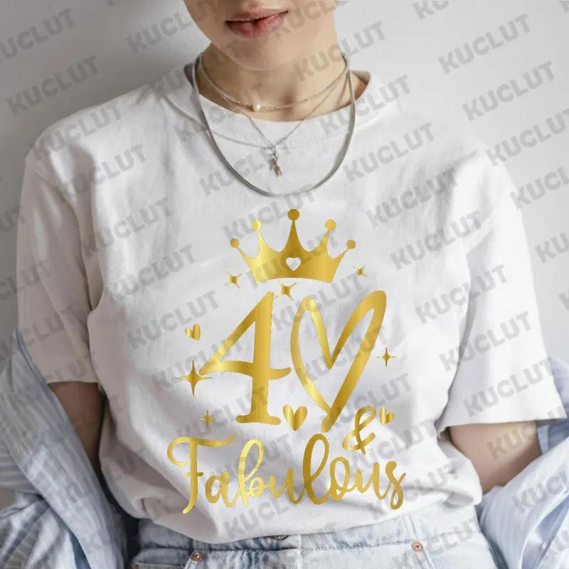 

Tshirt for Women Chapter 40th Birthday Crew Party Y2k Tops Graphic 40 Birthday Squad Chapter Tshirt Summer Short Sleeve Tees 4XL