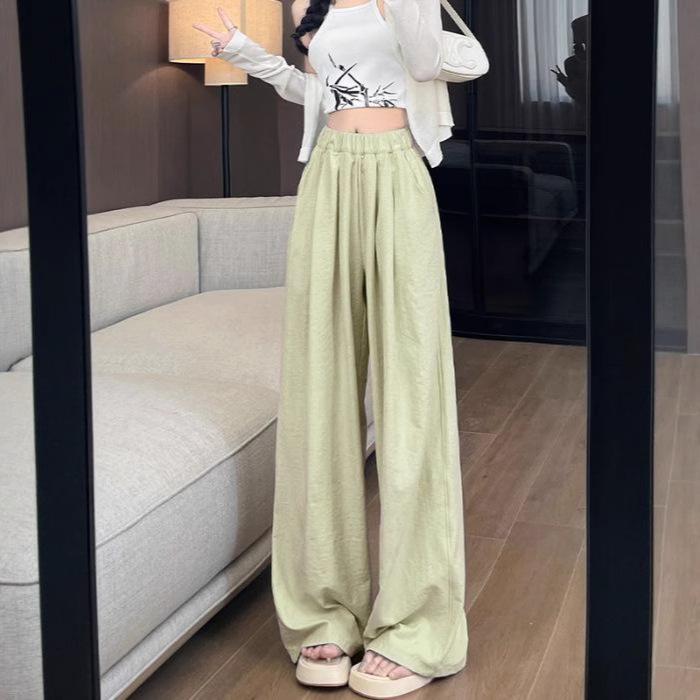 Spring and Autumn New Lazy Wind Draping Leisure Texture Sense of Thin Wide-legged Trousers Milk Fu Yamamoto Trousers Female Thin Section