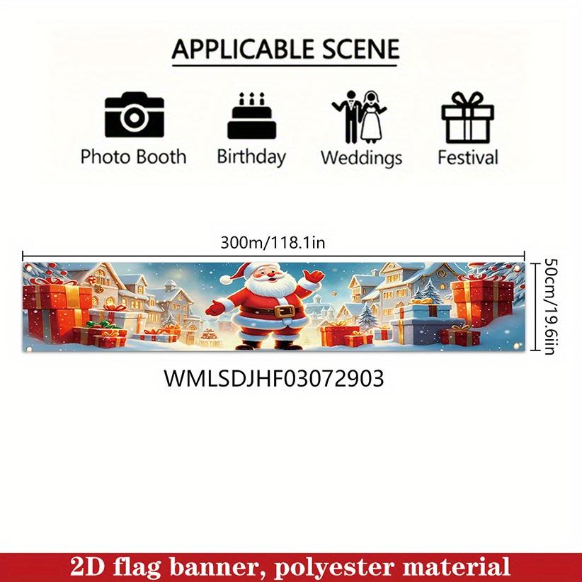 Christmas Santa Claus Yard Banner 78.7in, Outdoor Garden Fence Holiday Party Decor