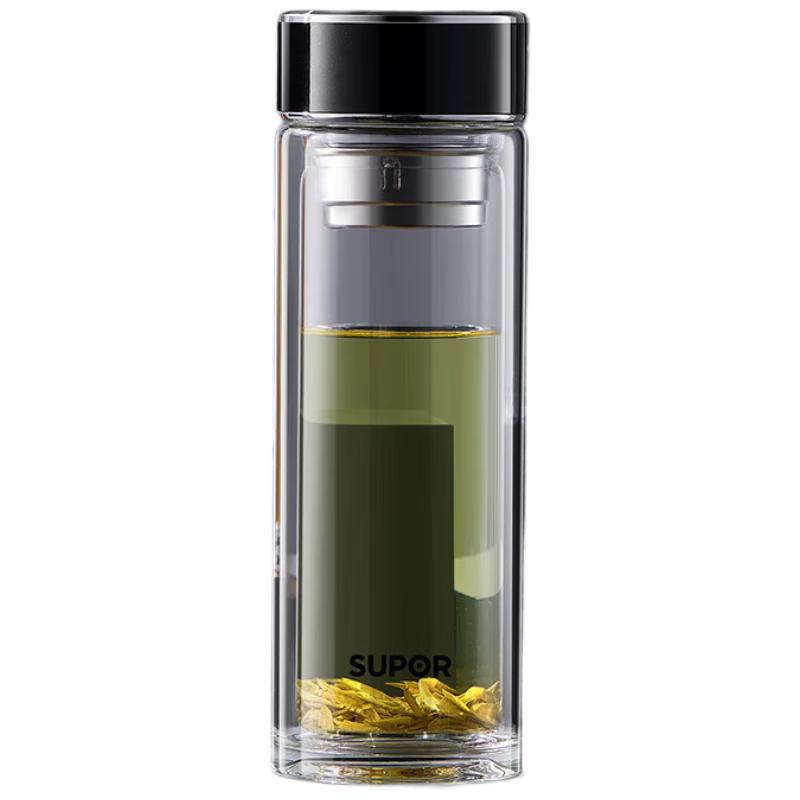 Supor KCG38AY10 Double-Layer Borosilicate Glass Tea Infuser Mug