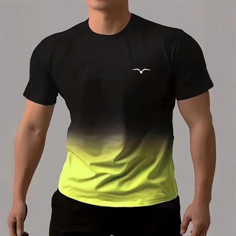 

Men s Summer Leisure Fashionable Comfortable 3D Gradient Color Printed T-shirt- Soft Medium Stretch Polyester Fabric Summer Mens Relaxed Fit Clothing 6XL