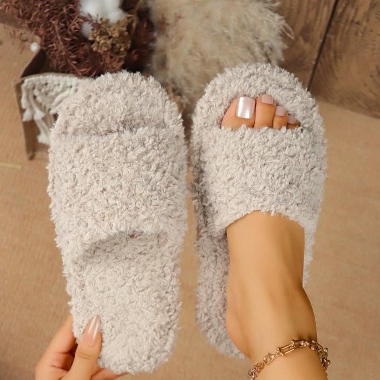 

Мода 2025 Повседневные Пушистые Женские Тапочки Домашние Роскошные Дизайнерские Женские Туфли Балетки Модные Пушистые Новые Зимние Плюшевые Элегантные Шлепанцы Женские 36-37 хаки