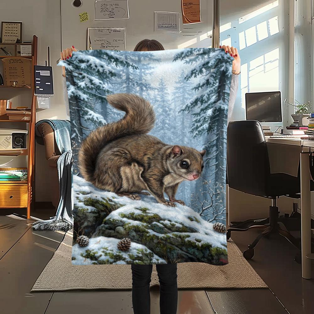 1PC Snow animals Print FlAannel Blanket, High quality Comfortable for All Seasons, Home Decor, Warmth and Comfort