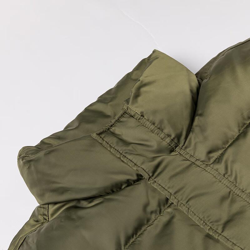 Vans Solid Color Stand Collar Cuffed Pocket Puffer Jacket Army Green Unisex VN000P32KCZ