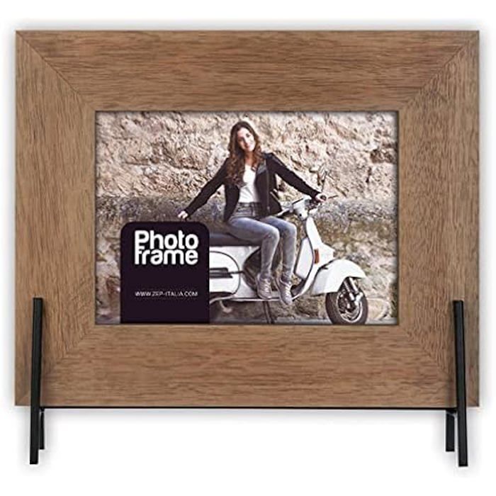 Cadre photo - zep - frejus - 13x11 cm - bois massif - marron - contemporain