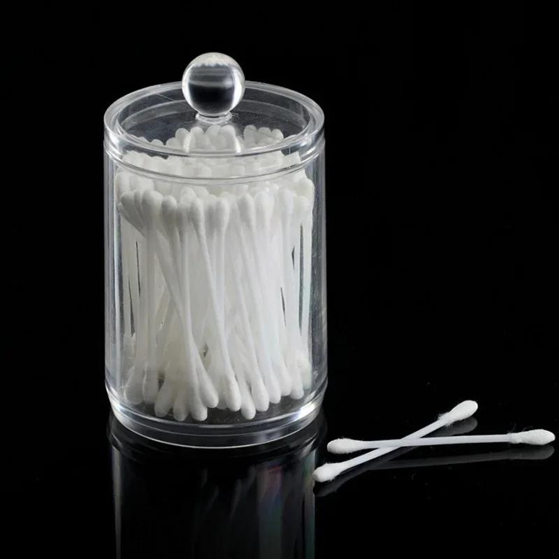Organizator rotund de tampoane de bumbac cu capac Cutie de depozitare pentru tampon de machiaj Cutie mică cu ață dentară