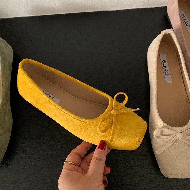 Flat-bottomed retro women's shoes red single shoes bow shoes pedal lazy shoes spring and autumn