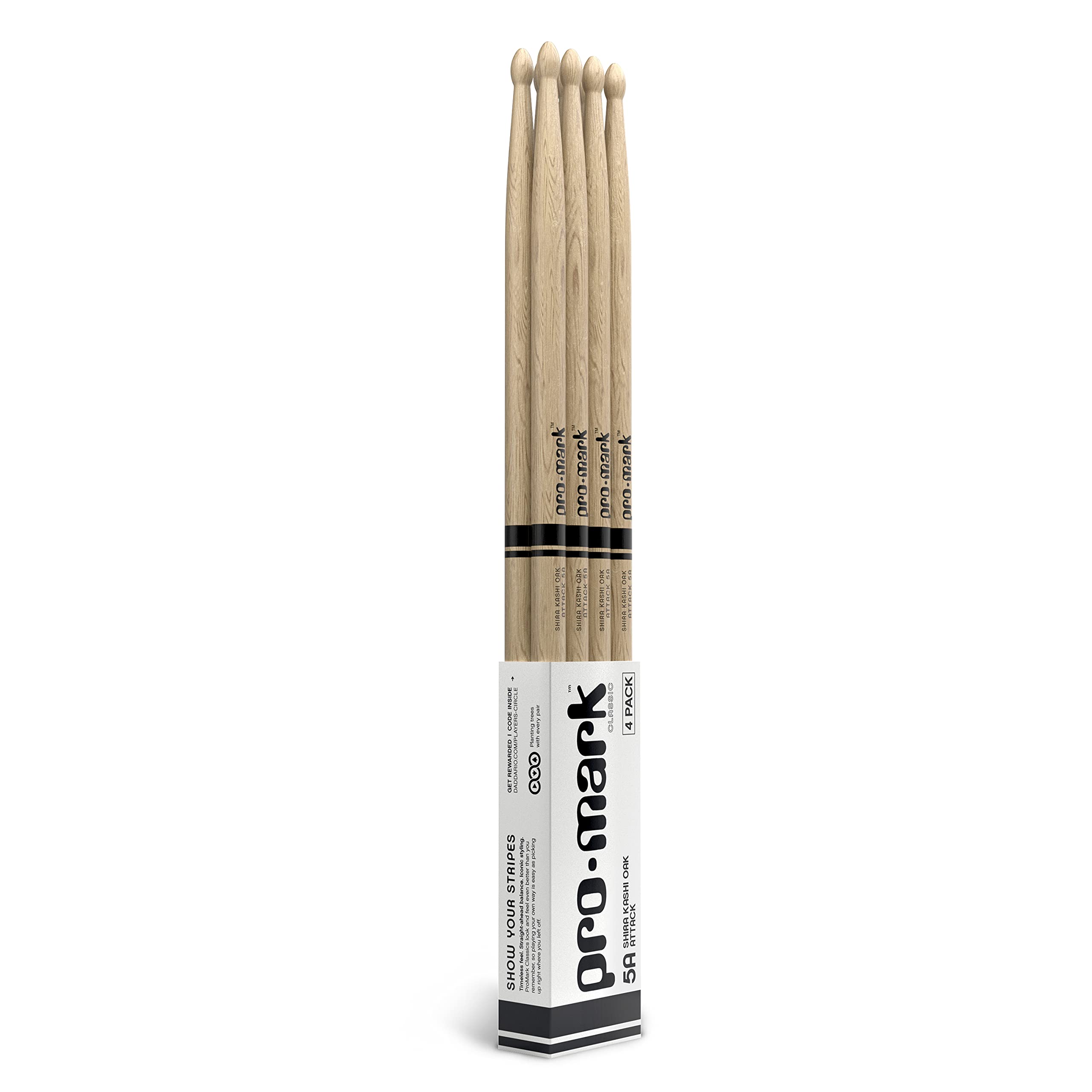 

PROMARK Drumstick Classic Attack White Oak 5A x 4 Pair Bundle Pack Oval-WoodTip PW5AW-4P (406.4 14mm) []