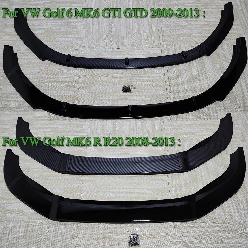 Front Bumper Lip Spoiler Splitter Diffuser For VW Golf 6 MK6 GTI GTD R R20 2008-2013 Canard Spoiler Body Kits Tuning ABS Black