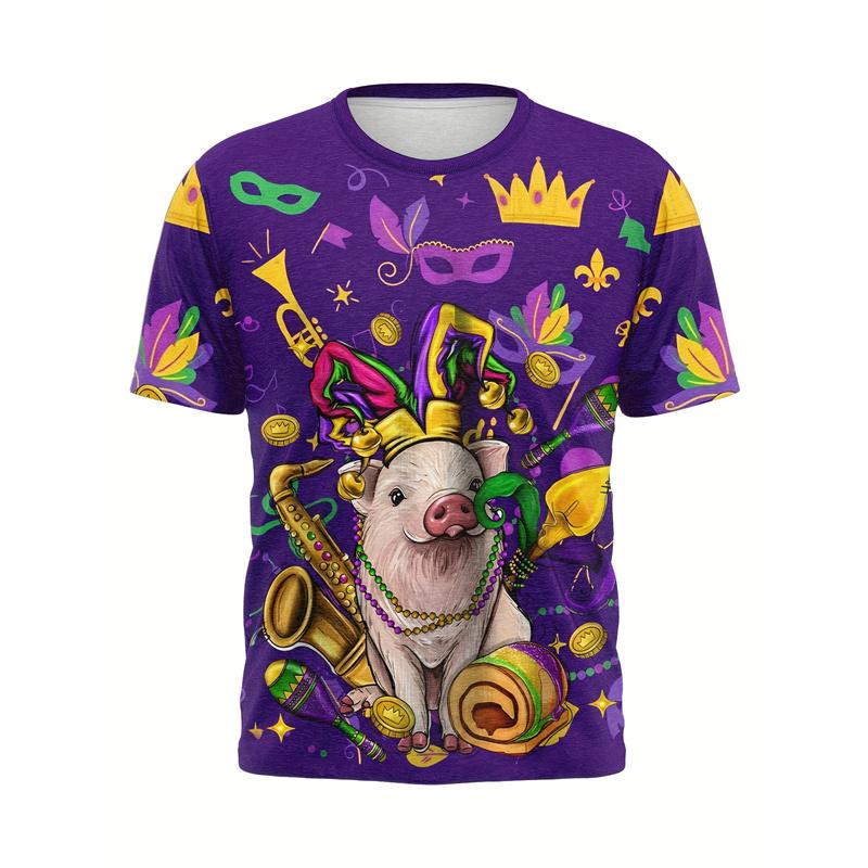 

Funny Pig Pattern Men T Shirt 3D Printed Animal Tshirt Crew Neck T-Shirt Summer Street Short Sleeve Casual Tee Shirts Tops 2XL
