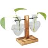 Classic Glass Hydroponic Plant Vases Transparent Wooden Stand Terrarium Vase Bulb Vase for Tabletop Plants
