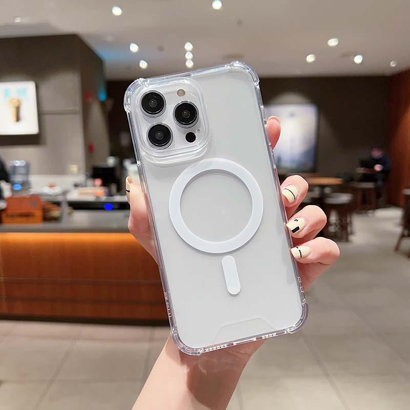 Apple 17ProMax Manyetik Şeffaf Kılıf: iPhone Air Köşe Hava Yastıklı Düşmeye Dayanıklı Akrilik