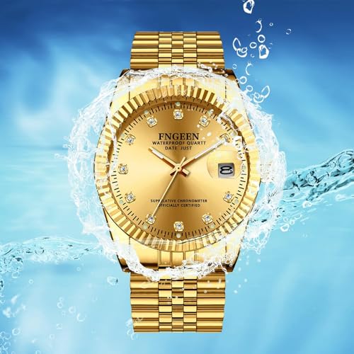 Couple's Gold Stainless Steel Watches: 3ATM Water Resistant, Stylish Analog Display, Japanese-Made Quartz Movement, Gold, Leisure, Business, Men's, Wo