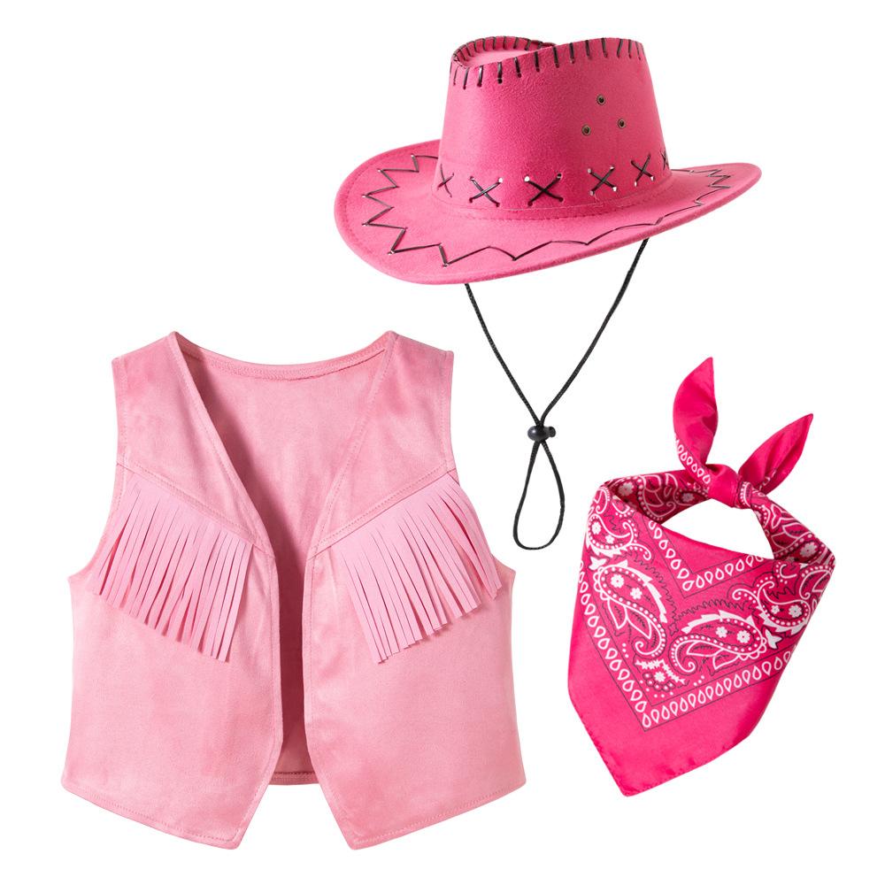 Gilet Western con Frange per Bambini Costume da Gioco di Ruolo Può Essere Abbinato con Foulard Cappello