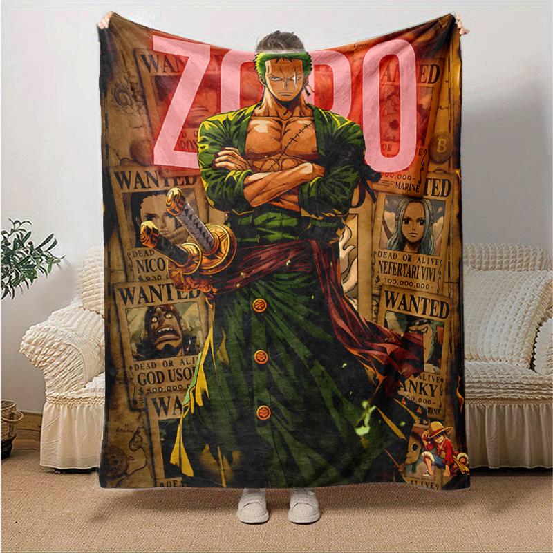 1pc One Piece Zoros Adventure Soft Throw Blanket Flannel All Season Light Weight Living Room/Bedroom Warm Blanket. M7270145