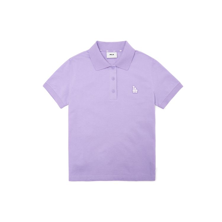 MLB Basic Logo SS22 Los Angeles Dodgers Summer Breathable High-Quality Solid Color Polo Shirt Women tops Purple 3FPQ02023-07PPN