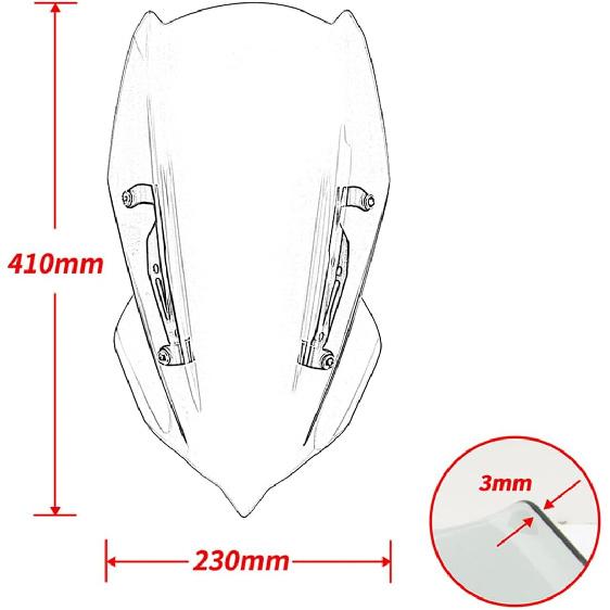 Motorcycle Windshield Deflector with Mounting Bracket for Z400 Z250 Z 400 250 2019 2020 2021 2022 2023 2024 Windscreen Visor Wind Screen Protector