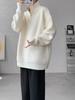 Men's Korean Style Loose Lapel Half-Zip Knit Sweater - Solid Color Pullover