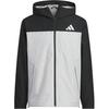 Men's Black and Grey Color Block Hooded Windbreaker Jacket KB1753