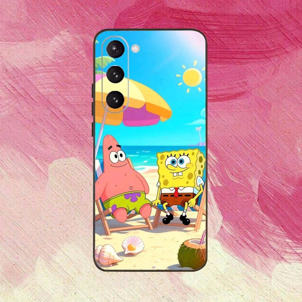 P-Patrick Star S-Spongebob-es Phone Case Black Silicone Soft For Samsung Galaxy A73,A72,A71,A70,A53,A52,A51