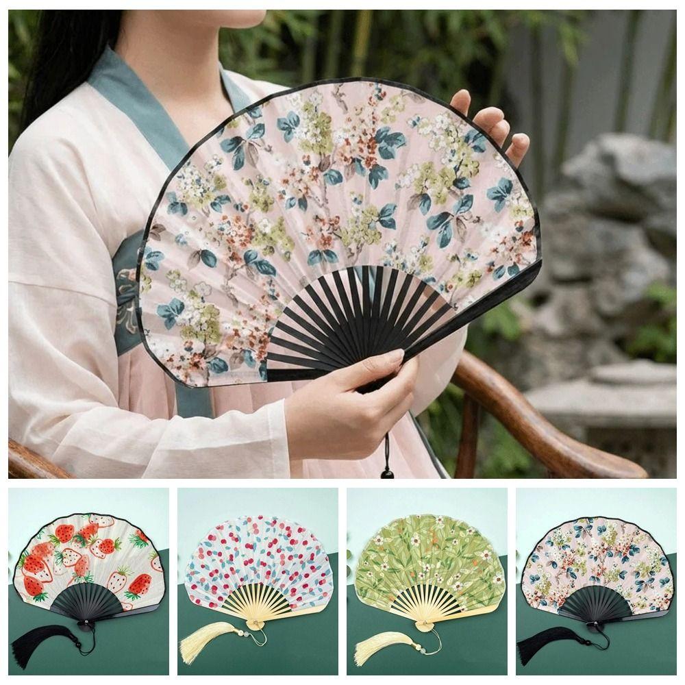 Creative Cotton Linen Cloth Retro Shell Fan Handheld Chinese Style Chinese Style Fan Folding Hand Fan Craft