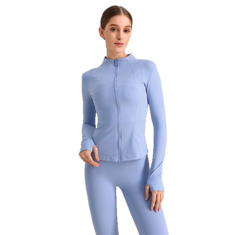 Damen Herbst/Winter Schlankmachendes Yoga-Top mit Daumenlöchern - Langarm-Sportjacke für Outdoor-Fitness