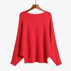 Autumn Batwing Long Sleeve Knitted Sweater Casual Slash Neck Solid Warm Pullover Fashion 18 Colors Loose Jumpers Tops